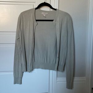 H&M Women's Light Gray Cardigan Set